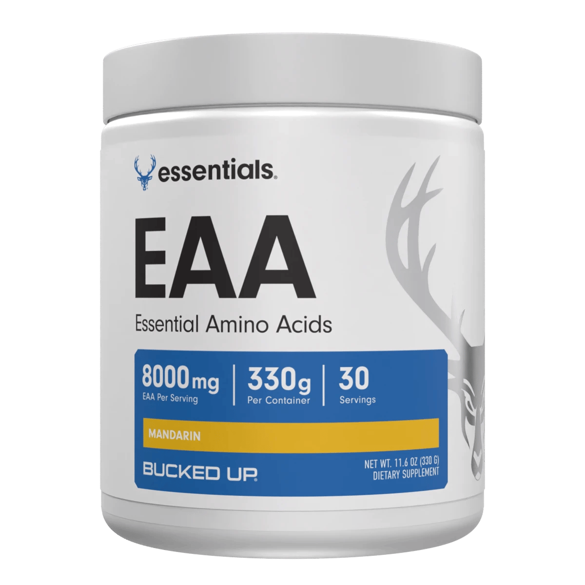 Bucked Up EAA's Mandarin — Boldly Free American essential amino acids tub front label