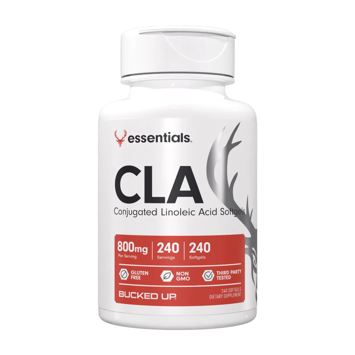 Bucked Up RAW CLA — Boldly Free American fat loss support softgel bottle