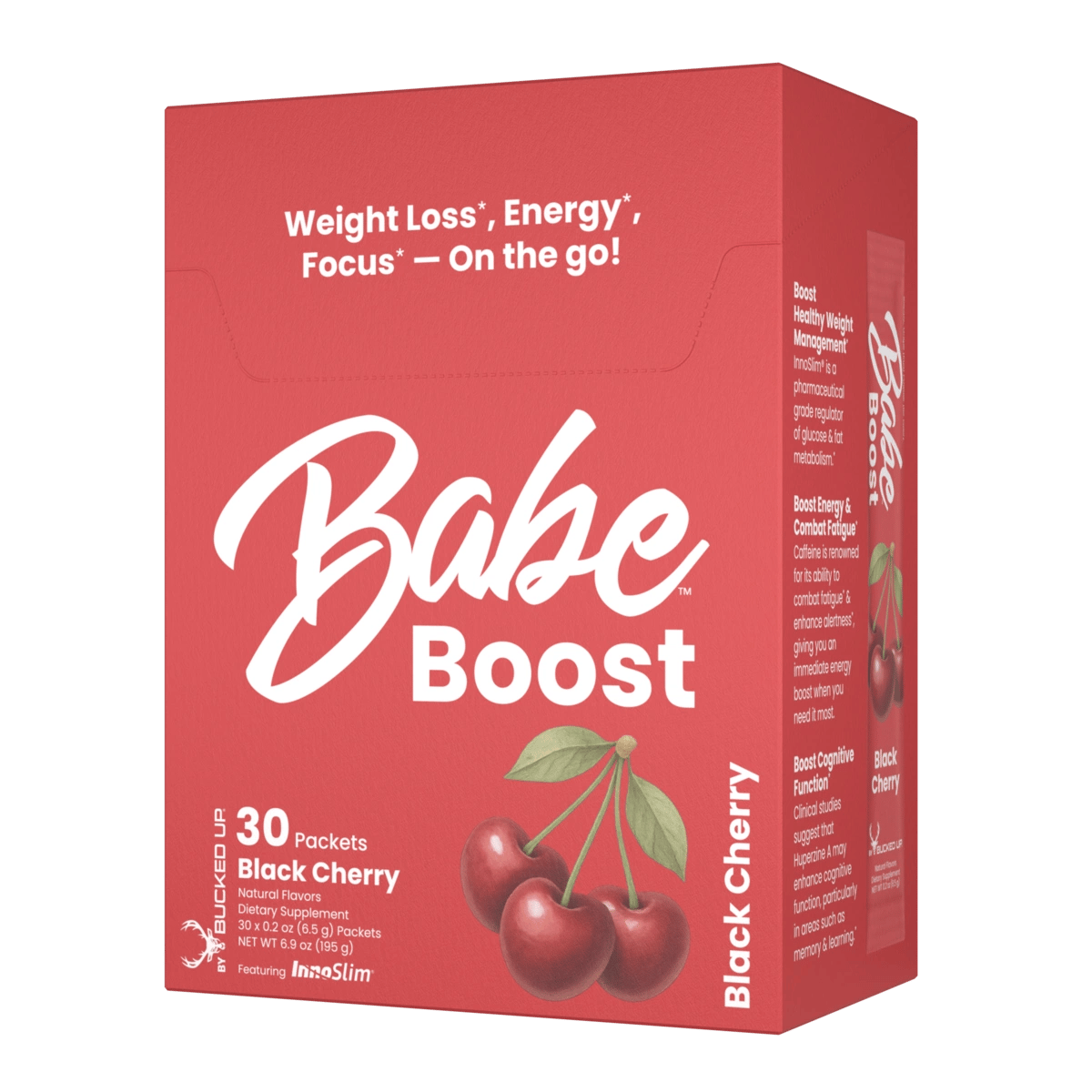 Babe Boost Stick Packs Black Cherry — Boldly Free American women's hydration stick pack box