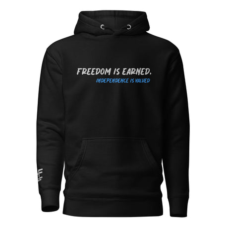 Freedom Is Earned hoodie by Boldly Free American - patriotic small business giving back to veterans and community causes