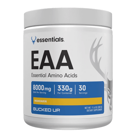 Bucked Up EAA's Mandarin — Boldly Free American essential amino acids tub front label
