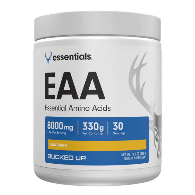 Bucked Up EAA's Mandarin — Boldly Free American essential amino acids tub front label