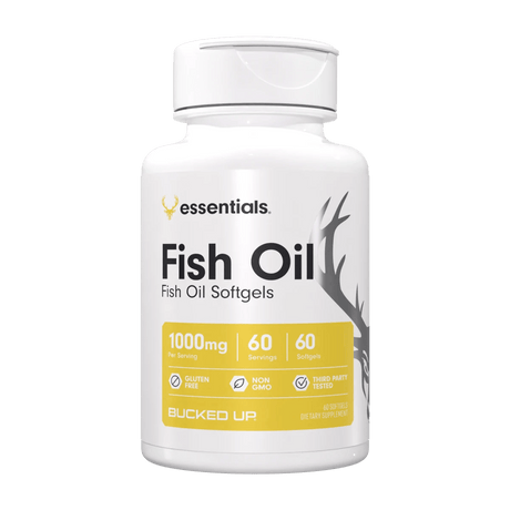 Bucked Up RAW Fish Oil — Boldly Free American omega-3 softgel bottle front label