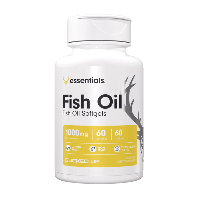 Bucked Up RAW Fish Oil — Boldly Free American omega-3 softgel bottle front label