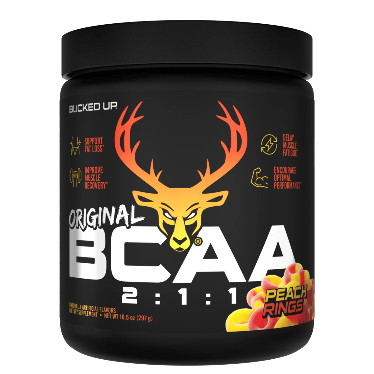 Original BCAA 2:1:1 Peach Ring — Boldly Free American BCAA recovery tub front label