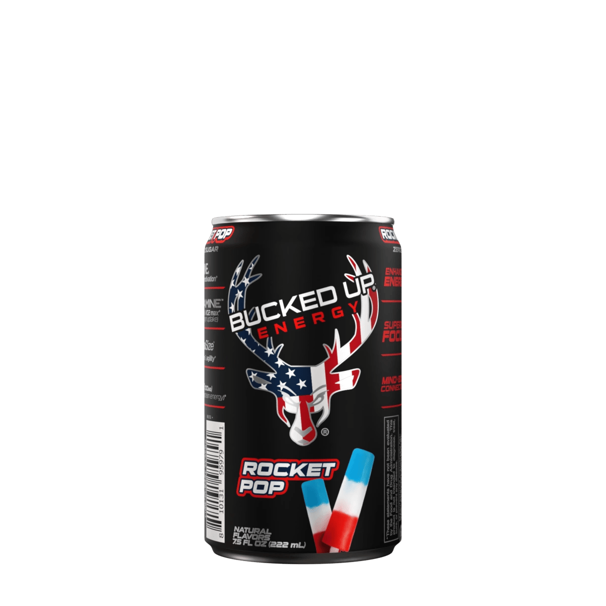 Bucked Up Mini Energy Drink Rocket Pop — Boldly Free American mini energy can front label