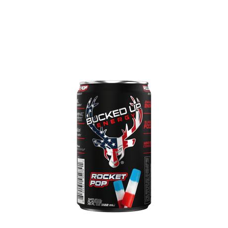 Bucked Up Mini Energy Drink Rocket Pop — Boldly Free American mini energy can front label