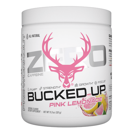 Bucked Up Stim Free Pre-Workout Pink Lemonade — Boldly Free American caffeine-free pre-workout tub