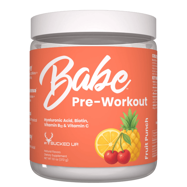 Babe Pre-Workout Fruit Punch — Boldly Free American women's pre-workout tub front label