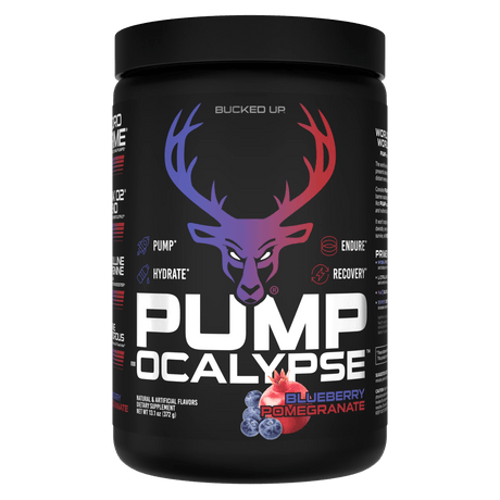 Pump-Ocalypse Blueberry Pomegranate — Boldly Free American non-stim pre-workout tub front label